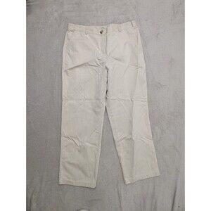 LL Bean Beige Ivory Khaki Classic Fit Straight Leg Pants Women’s Size 14 14P Pet